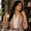 Woman applying Mandakani Blush Berry EDP 50ml perfume to clothes
