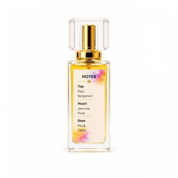 Golden Gulnaar women's perfume with pear bergamot jasmine rose musk and cedar notes