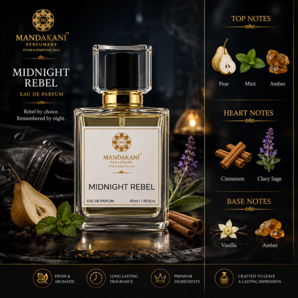 Midnight Rebel Perfume Fragrance Notes Midnight Rebel fragrance notes featuring pear, mint, cinnamon, clary sage, vanilla and amber