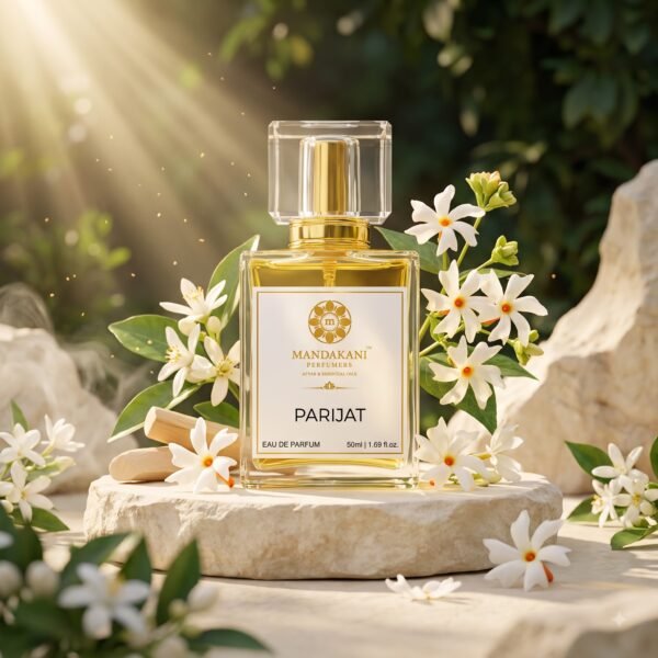 parijat-eau-de-parfum-botanical-fragrance-mandakani Parijat Eau De Parfum 50ml with Parijat flowers, orange blossom, jasmine and sandalwood by Mandakani Perfumers