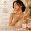 Woman applying Pink Lotus perfume to pulse points on body and clothes