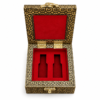 Peacock luxury perfume gift box with red velvet two bottle interior